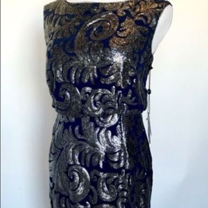 Navy blue Adrianna Papell blouson short dress 4p